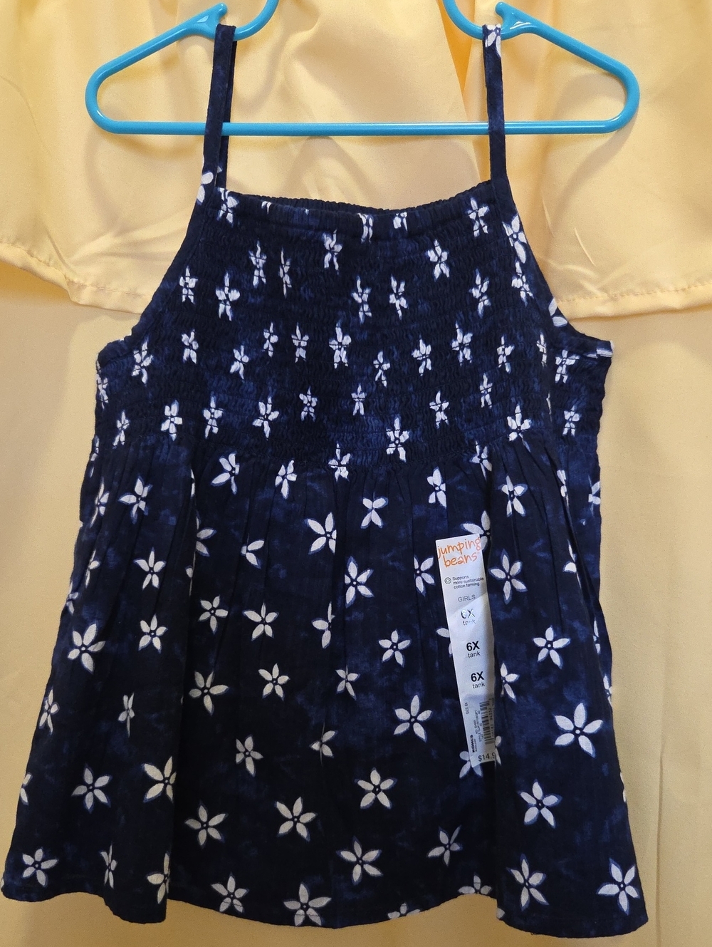 jumping beans Navy Blue Floral Smocked Tank Top